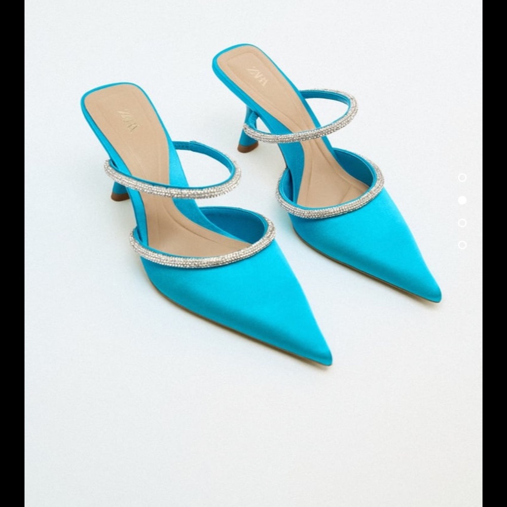 Zara Heeled mule with rhinestones never worn with tags